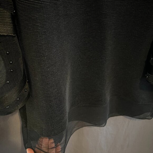 N by Nancy mod avant garde unique puff sleeve scallop neck blouse black M - Picture 6 of 16